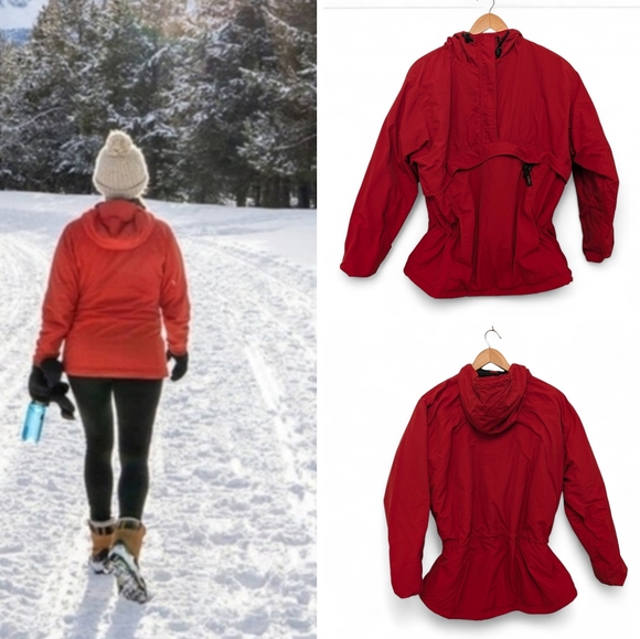 L.L. Bean Jackets & Blazers - L.L.BEAN Vintage Red Thinsulate   Jacket Anorak Fleece Lined Ski Squall Large